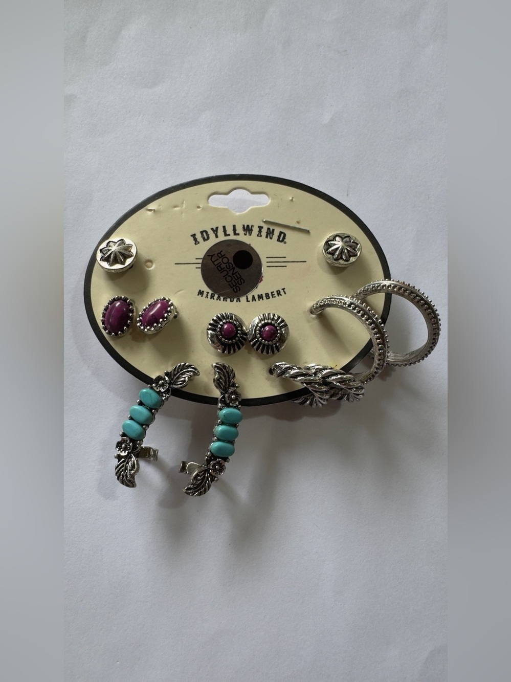 Idyllwind Silver Earring Set with Turquoise Beads & Purple Stones